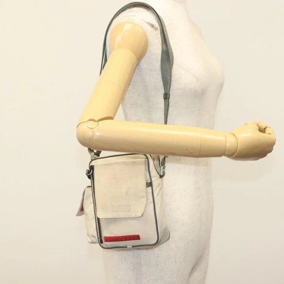 PRADA Sports Shoulder Bag Nylon White Silver Auth 138207 - Picture 3 of 16